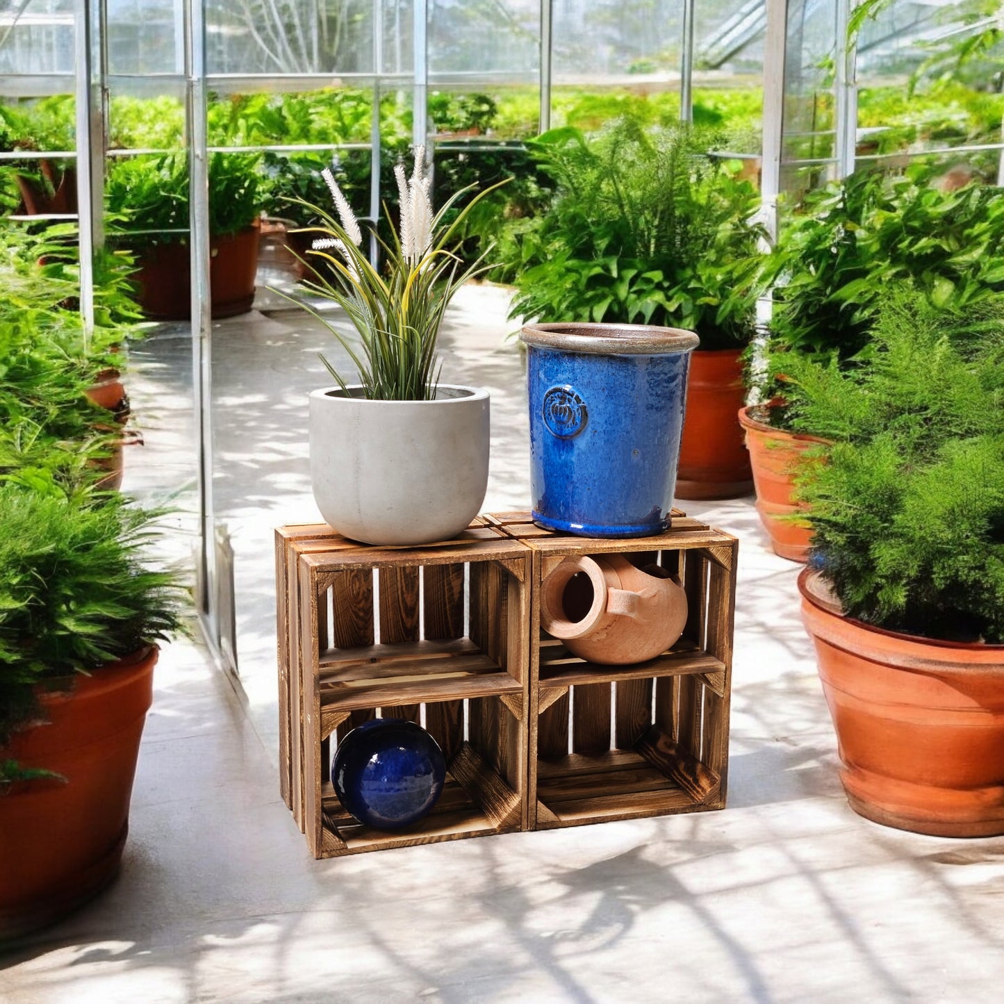 Holzkiste Obstkiste Regal 40x30x25cm Geflammt Boden Kurz
