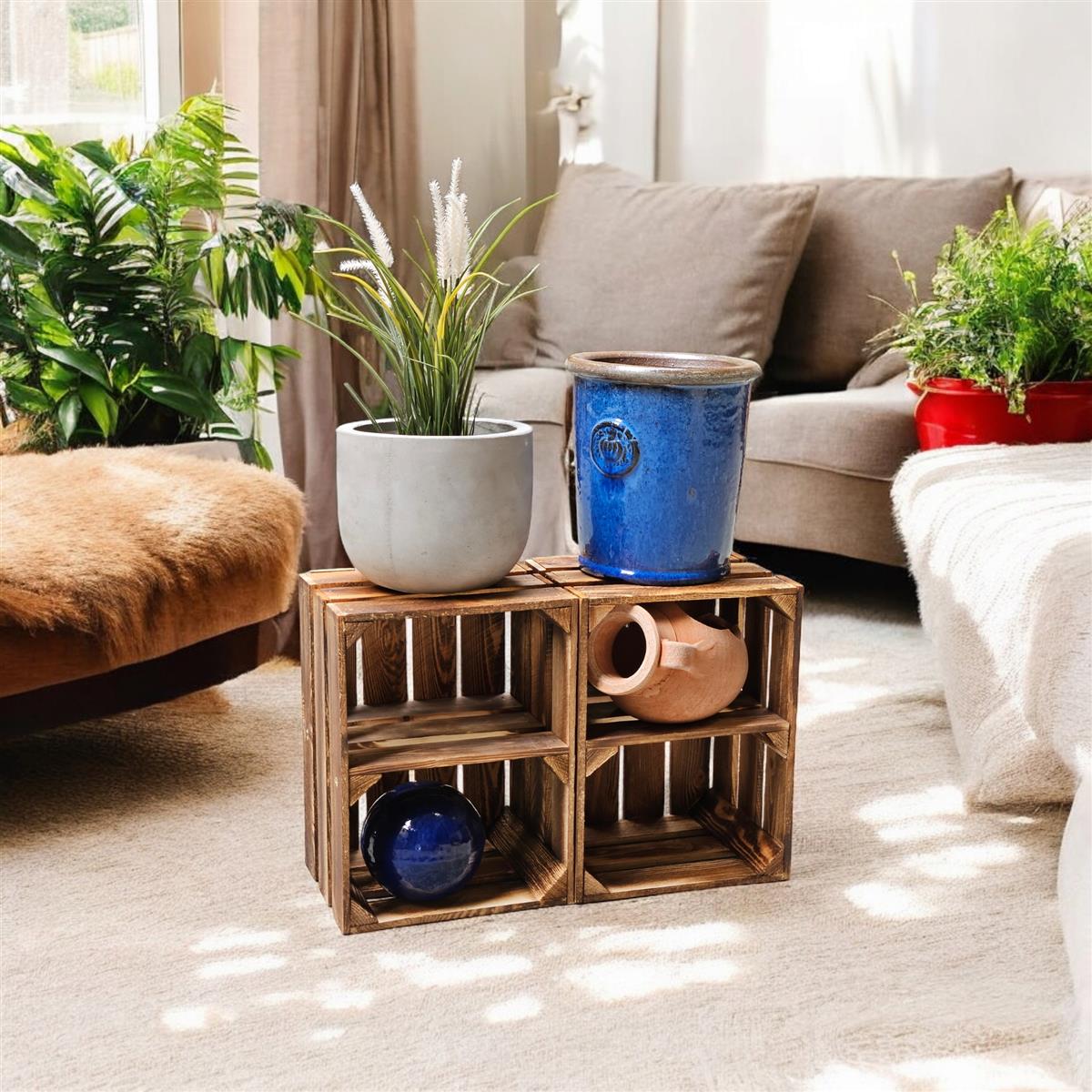 2 x Holzkisten Obstkisten 40x30x25cm mit Ablage Kurz