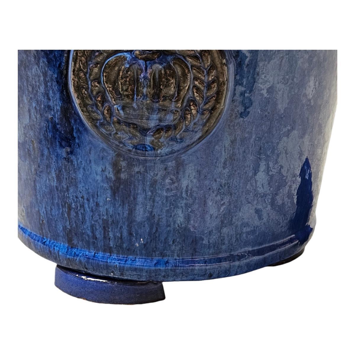 Lot de 3 pieds en céramique Bleu Royal | Les pots de fleurs protègent contre l'engorgement