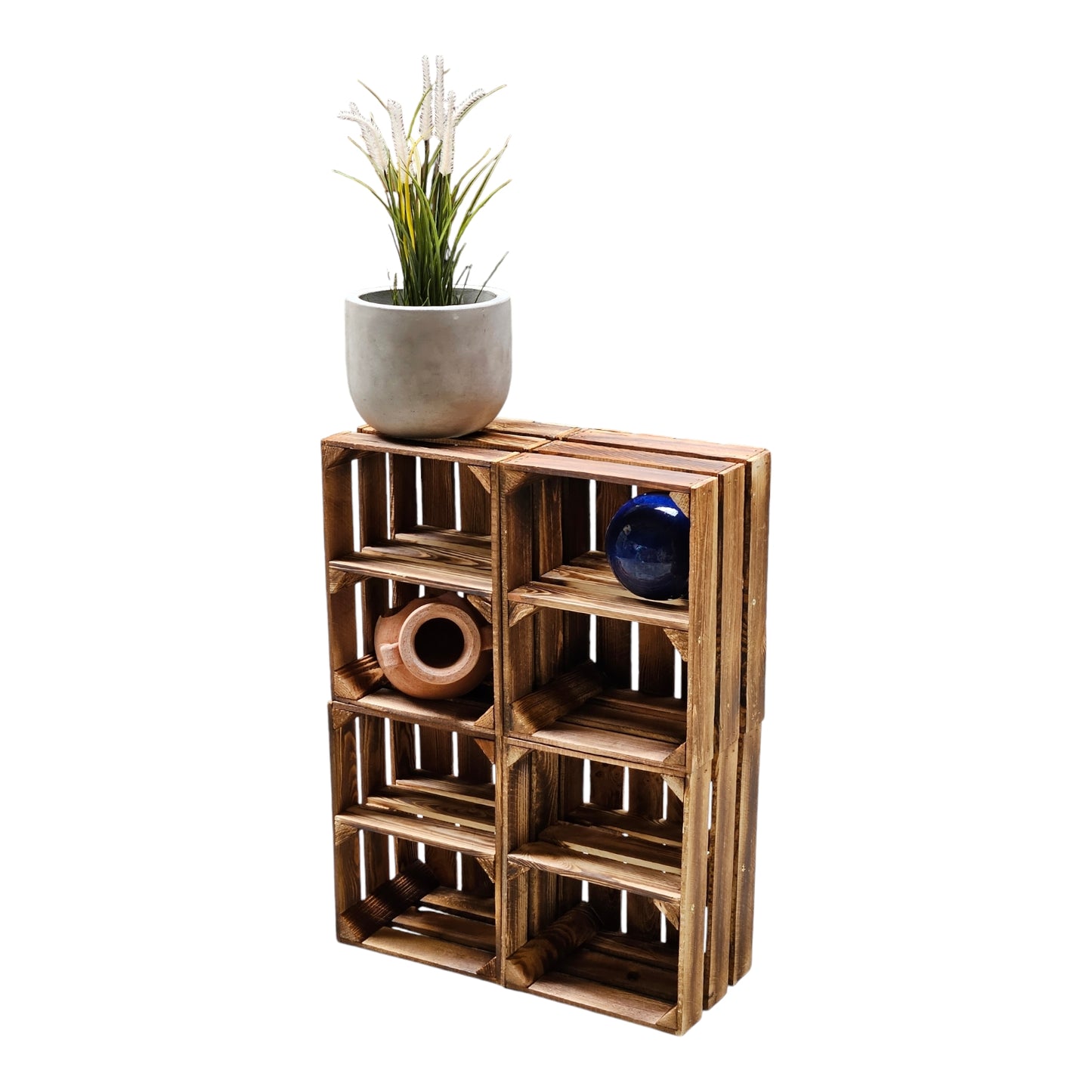 4er Set Holzkiste 40x30x25cm Geflammt Regal