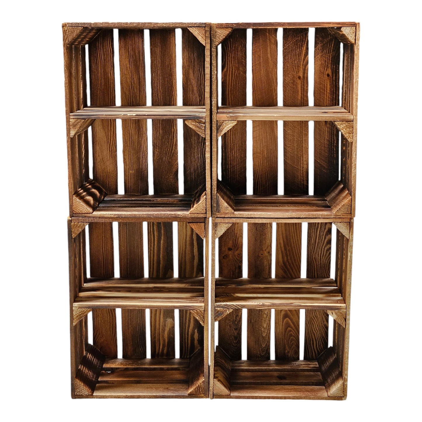4er Set Holzkiste 40x30x25cm Geflammt Regal