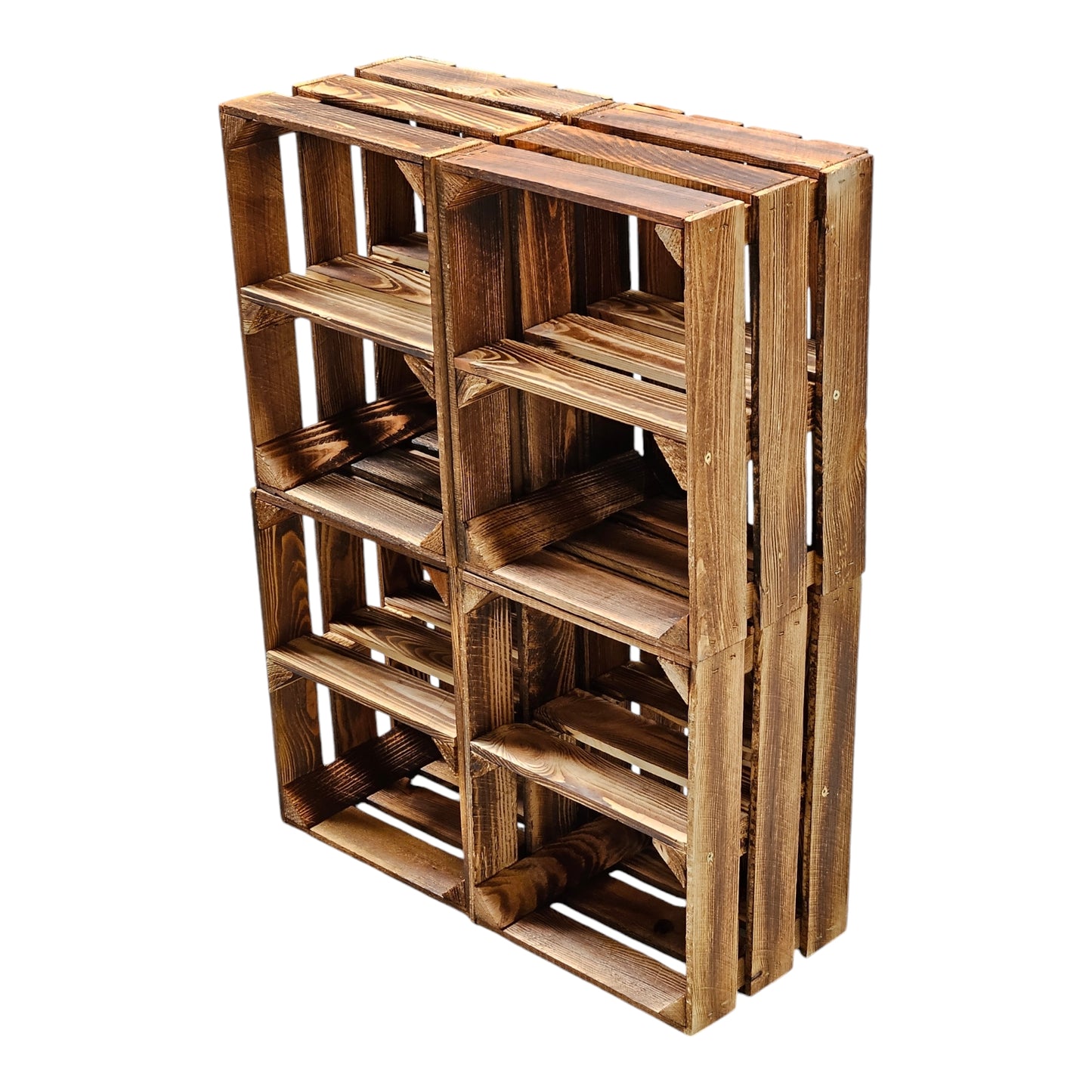 4er Set Holzkiste 40x30x25cm Geflammt Regal