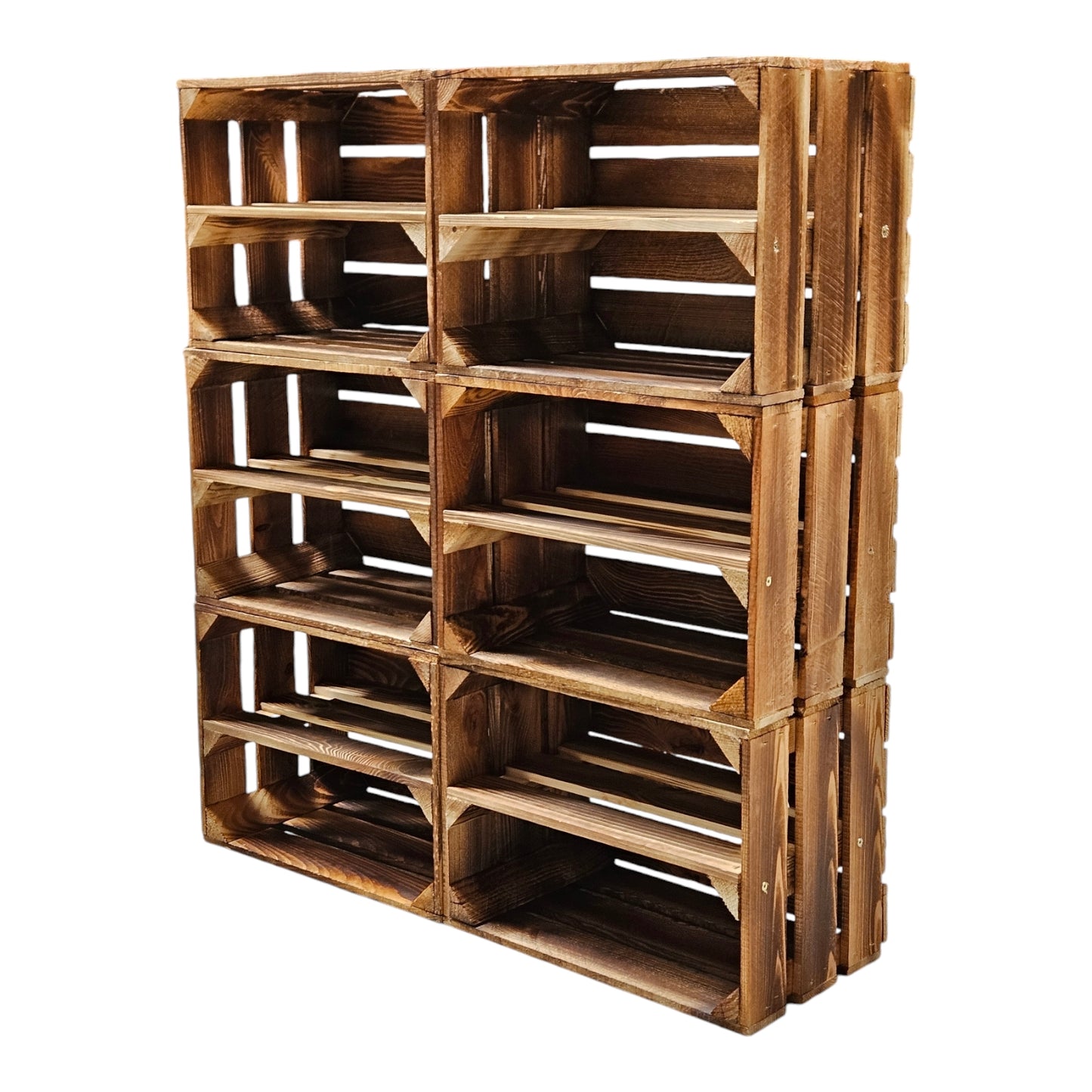 6er Set Holzkiste 40x30x25cm Geflammt Ablage