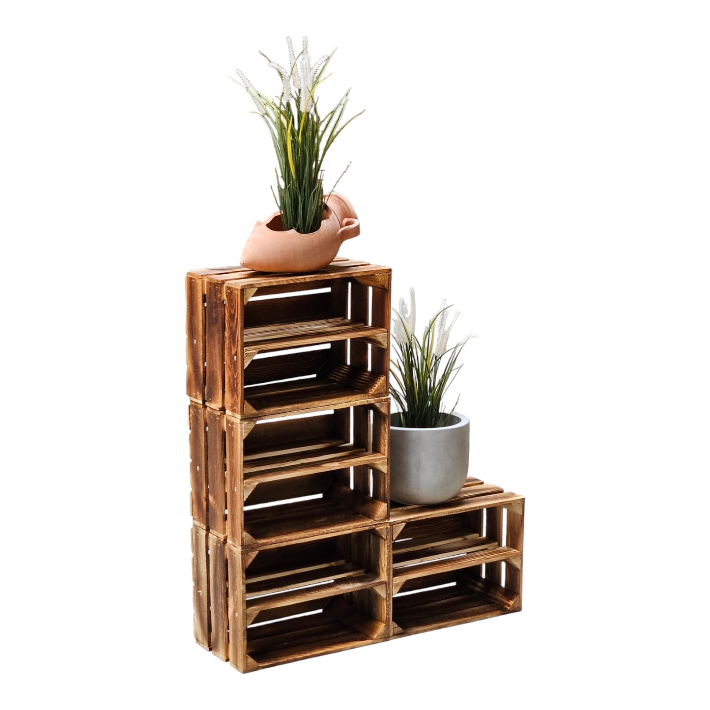 4er Set Holzkiste 40x30x25cm Geflammt Ablage