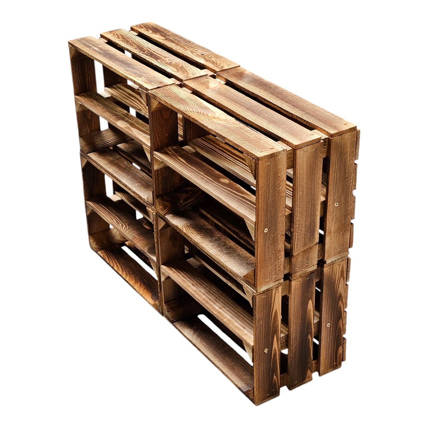4er Set Holzkiste 40x30x25cm Geflammt Ablage