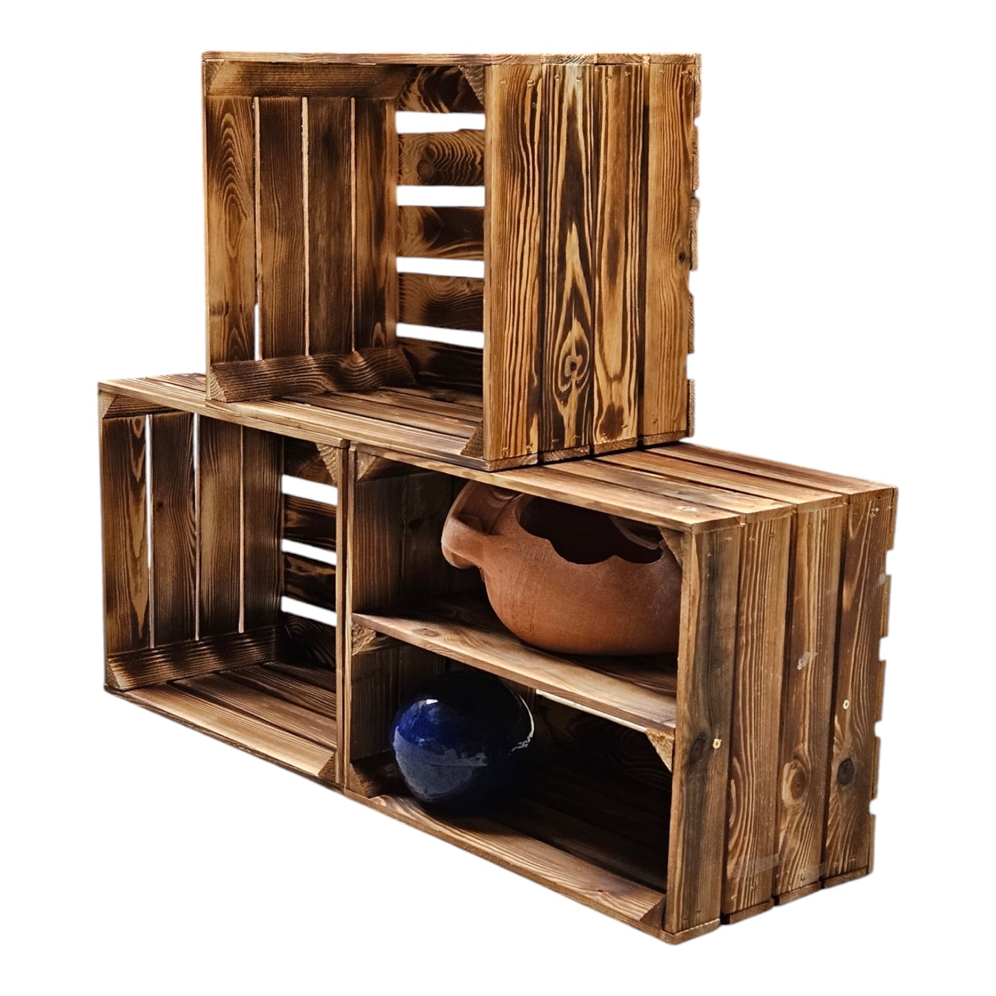 Obstkisten 3er Set 50 x 40 x 30cm Ablage Lang Geflammt