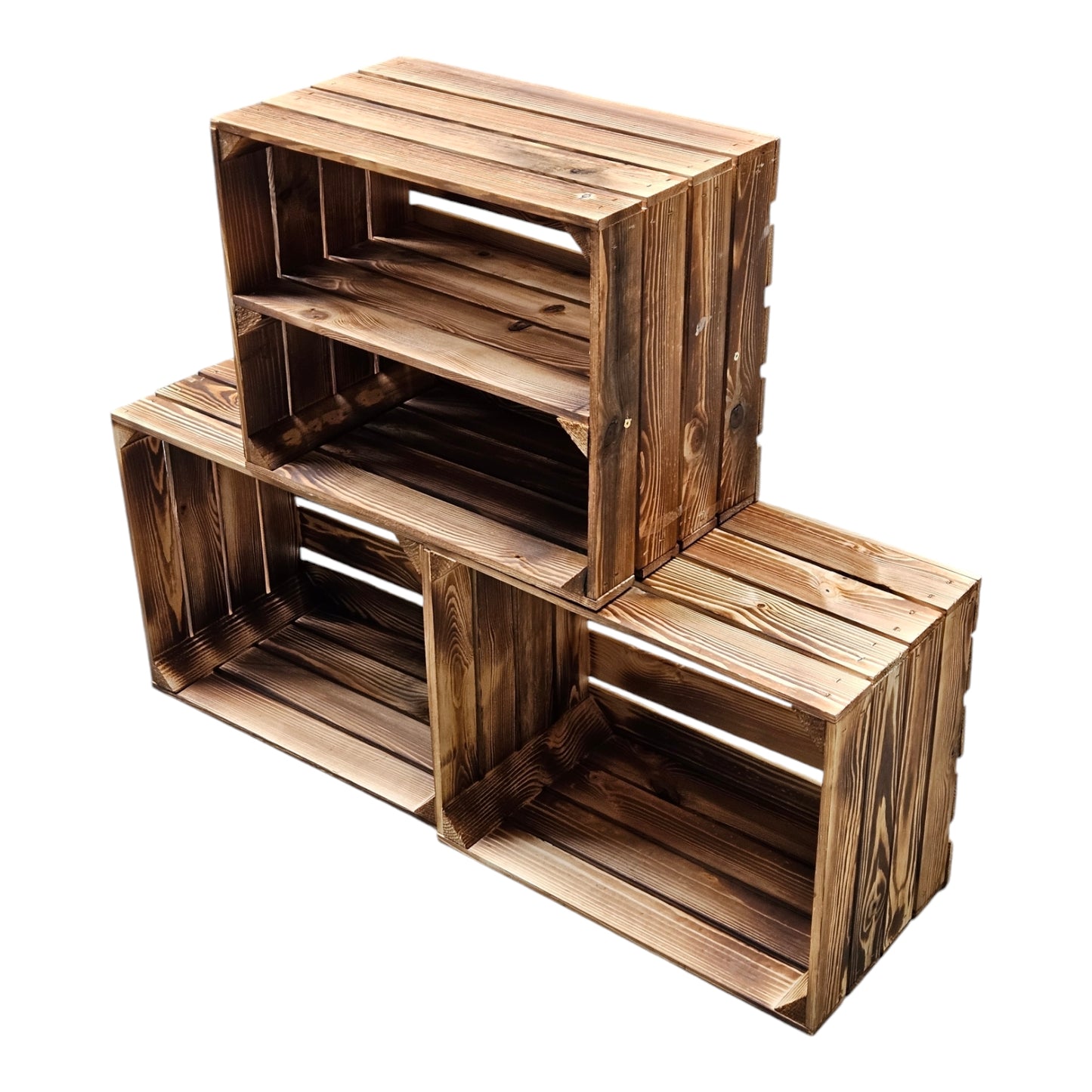 Obstkisten 3er Set 50 x 40 x 30cm Ablage Lang Geflammt