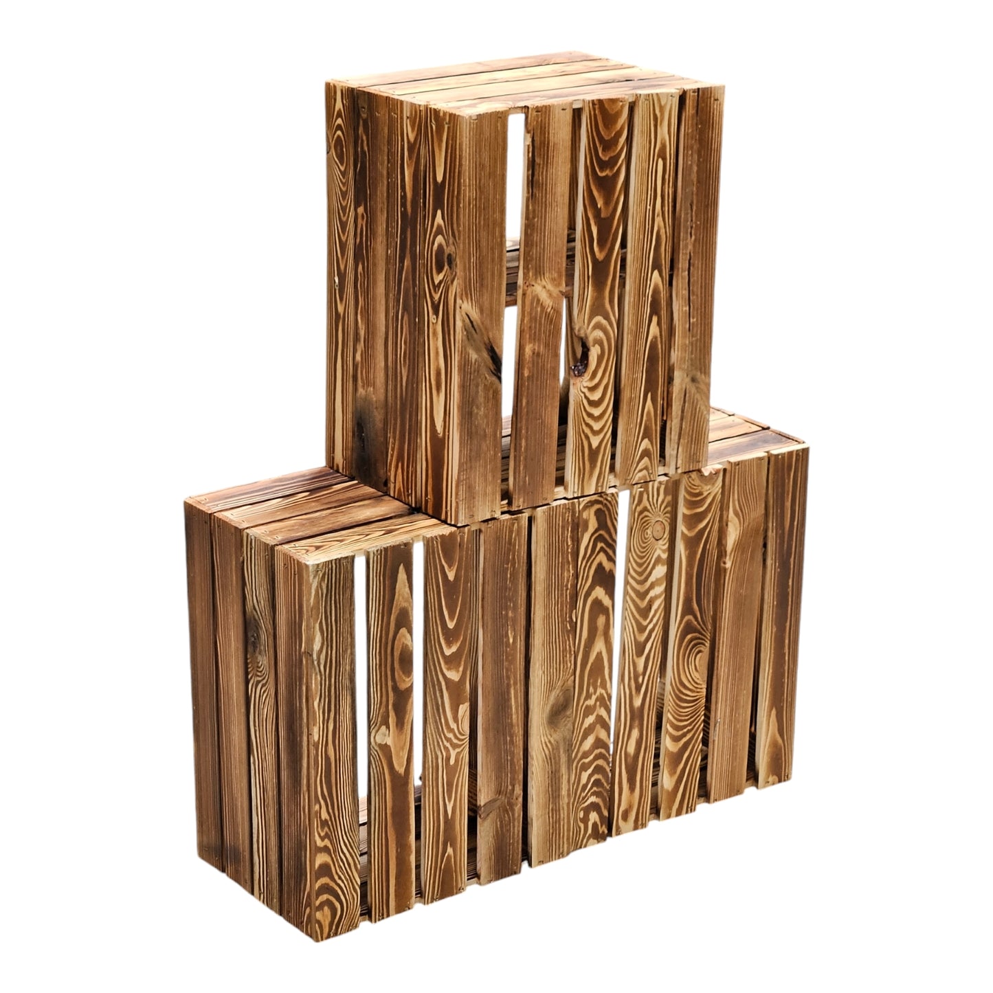 Holzkiste 2er Set Geflammt Ablage kurz 50 x 40 x 30cm Regalkisten