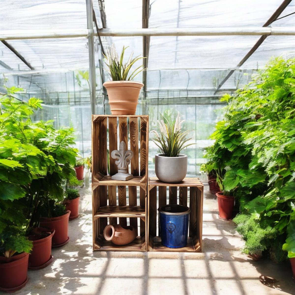 Coffret en bois flammé avec fond court 50 x 40 x 30cm