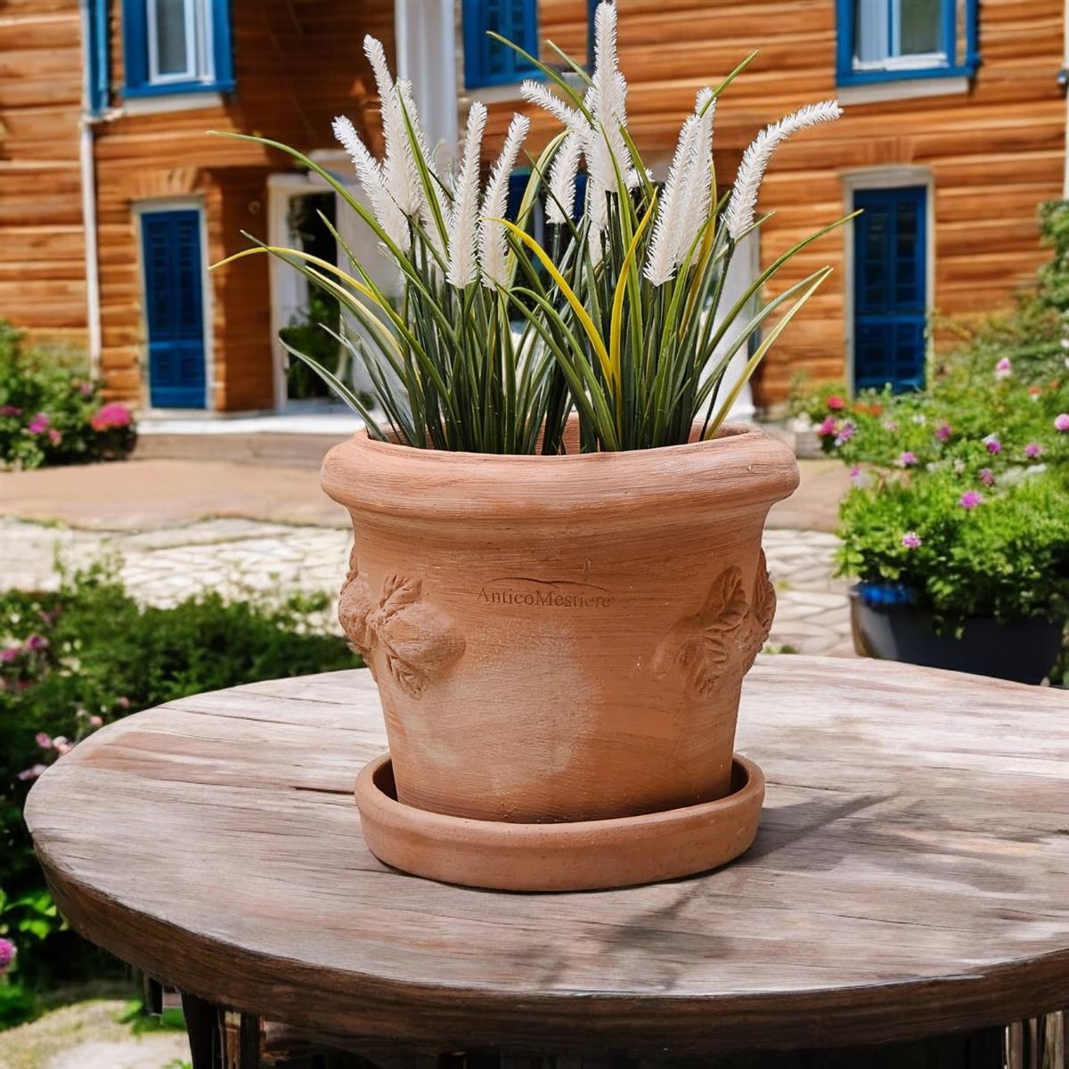 Terrakotta Blumentopf mit Zitronen-Dekor Ø 25,7 cm – Handgefertigt & Frostfest aus Italien