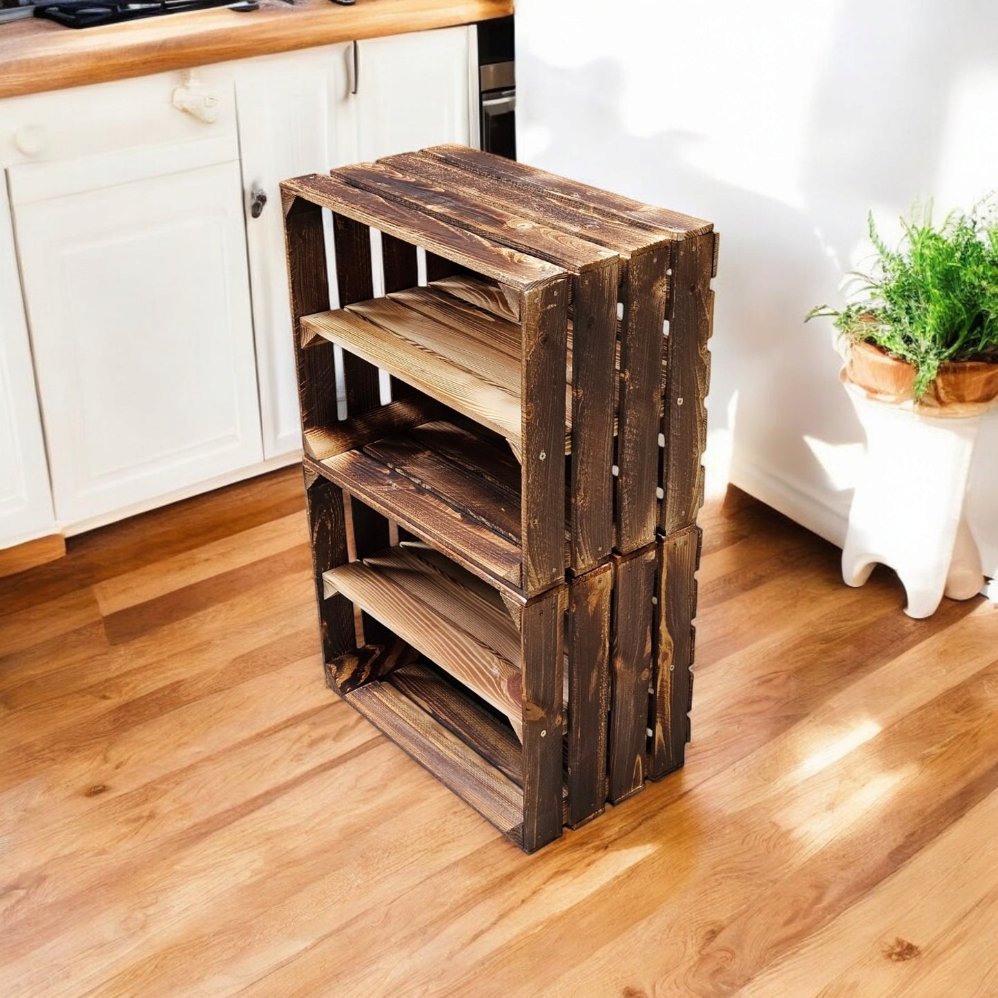 Holzkisten mit Regalfach Lang 50 x 40 x 30cm Geflammt Vintage