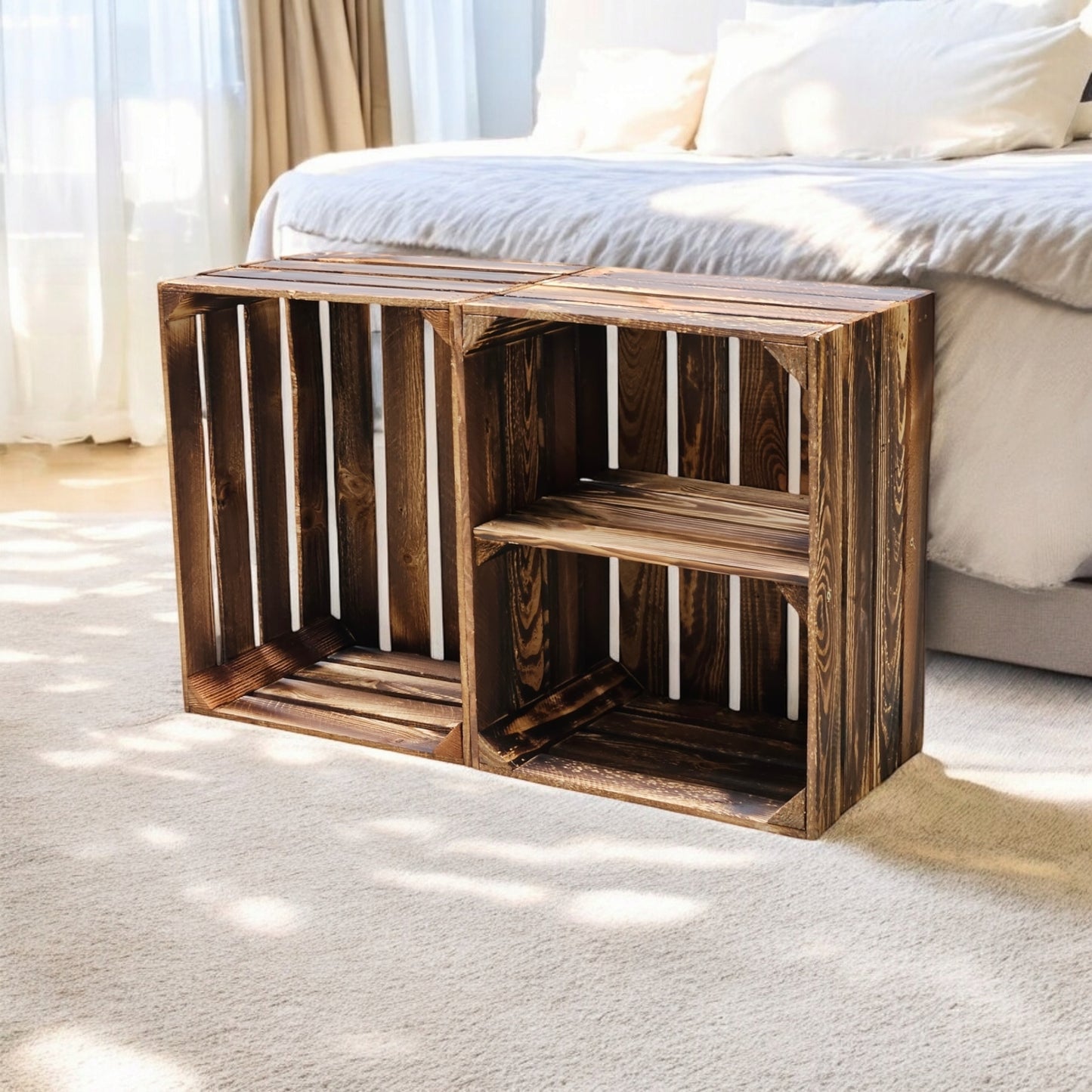 Holzkisten 4er Set Geflammt 50 x 40 x 30cm Regal