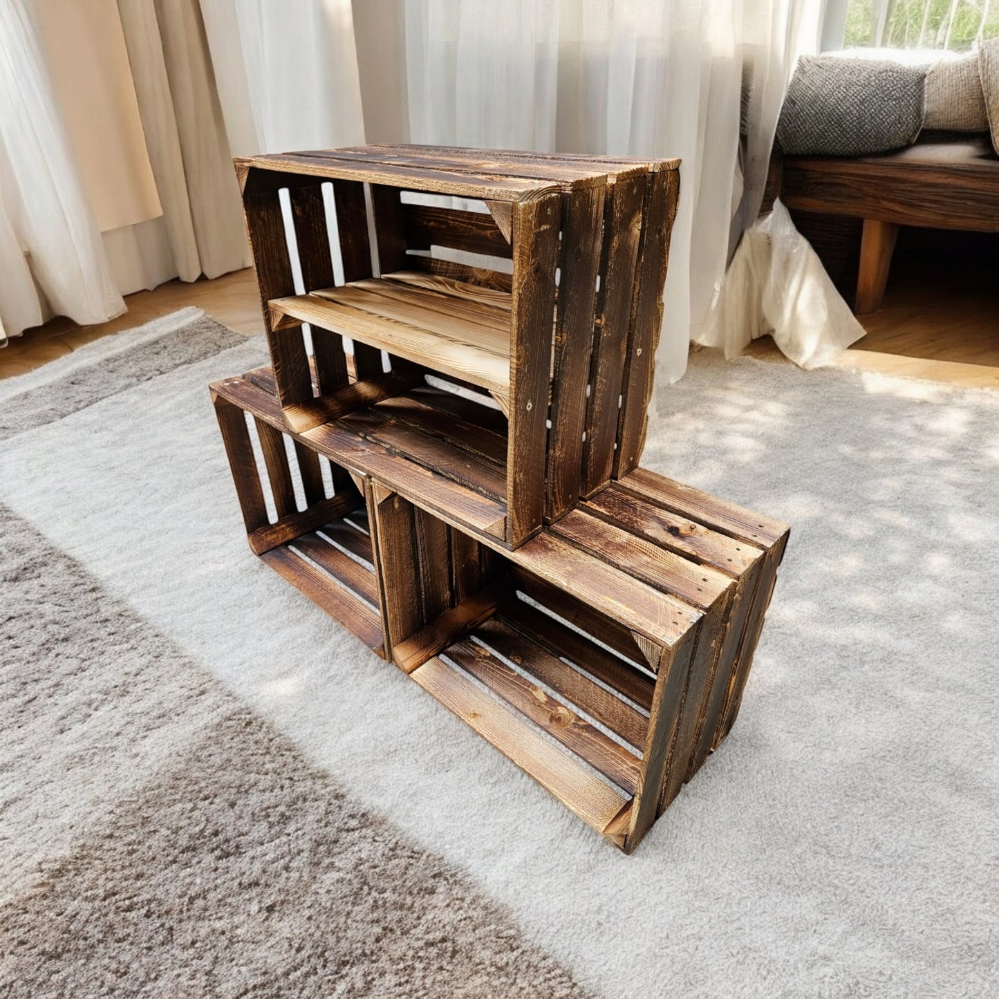 Obstkisten 50 x 40 x 30cm Geflammt 3er Set Regal Lang