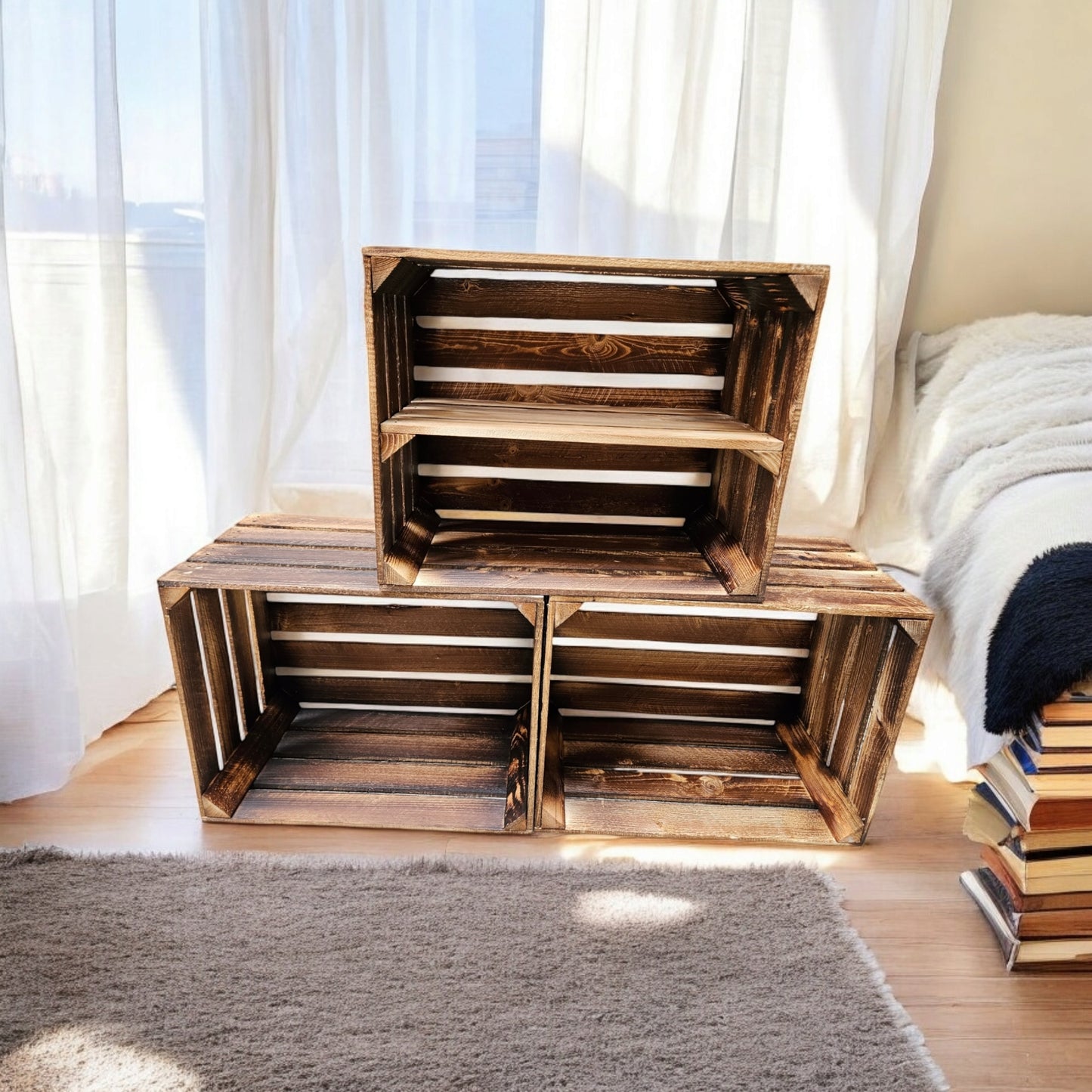 Obstkisten 50 x 40 x 30cm Geflammt 3er Set Regal Lang