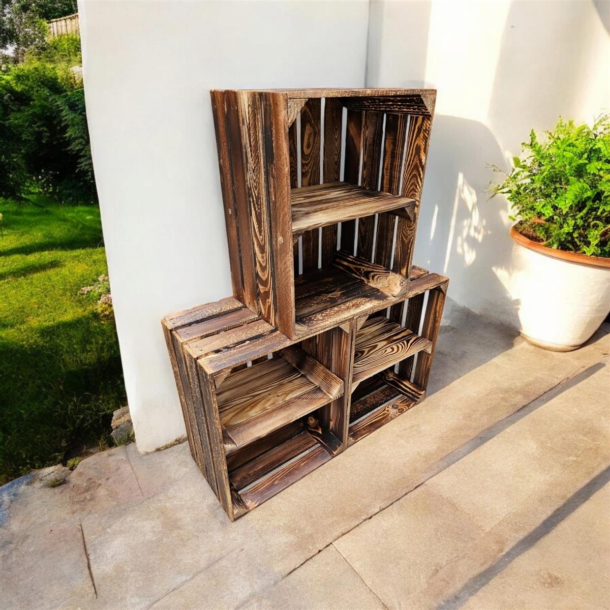 Holzkisten Geflammt 50 x 40 x 30cm mit Regalböden DIY