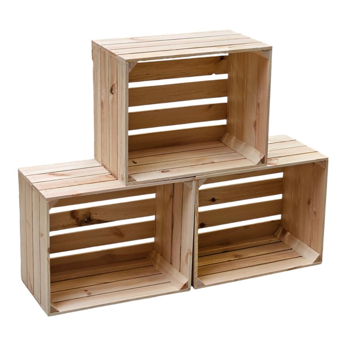Holzkisten Obstkisten Natur 50 x 40 x 30cm 3er Set