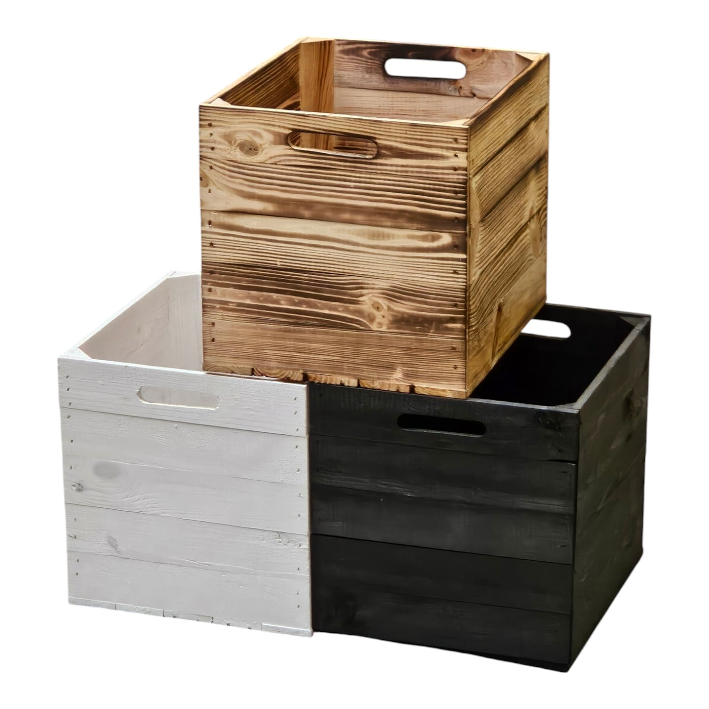 Holzkiste Obstkiste "Kallax" 32,5x38x32,5cm Schwarz 3er SET