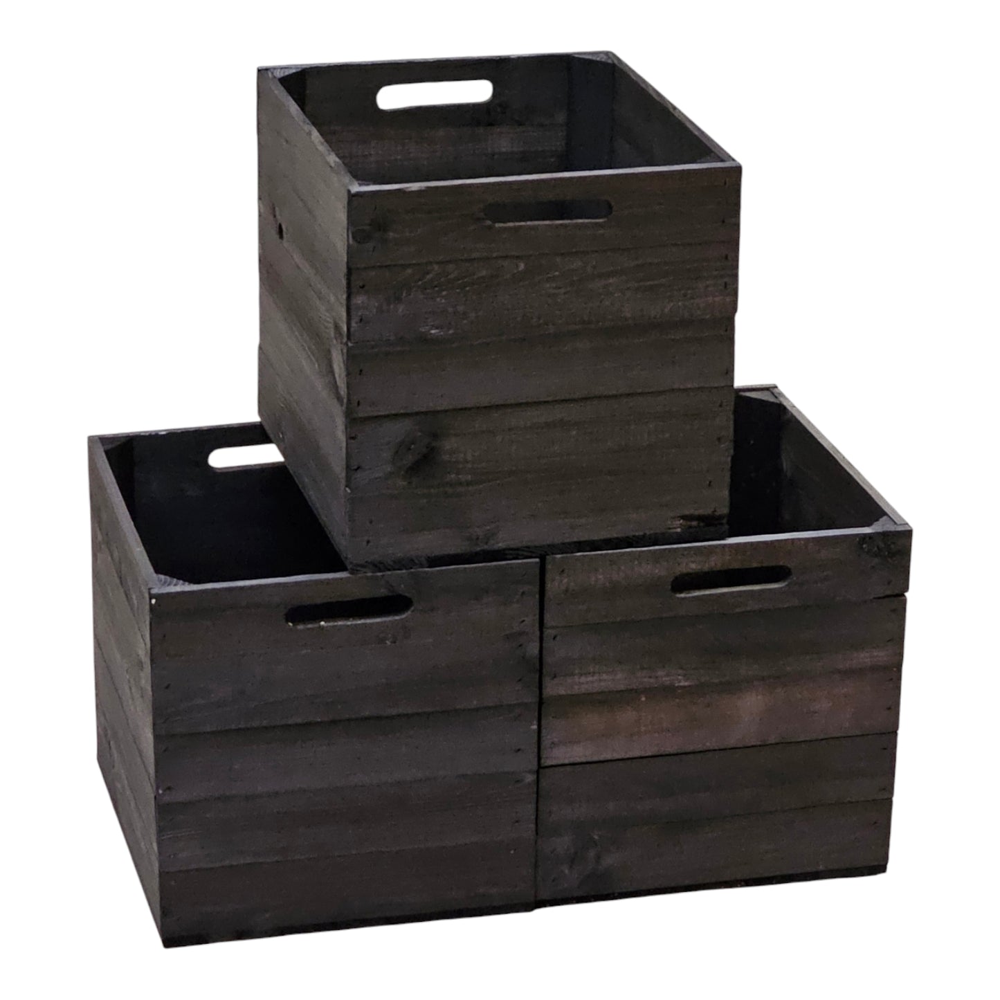 Holzkiste Obstkiste "Kallax" 32,5x38x32,5cm Schwarz 3er SET