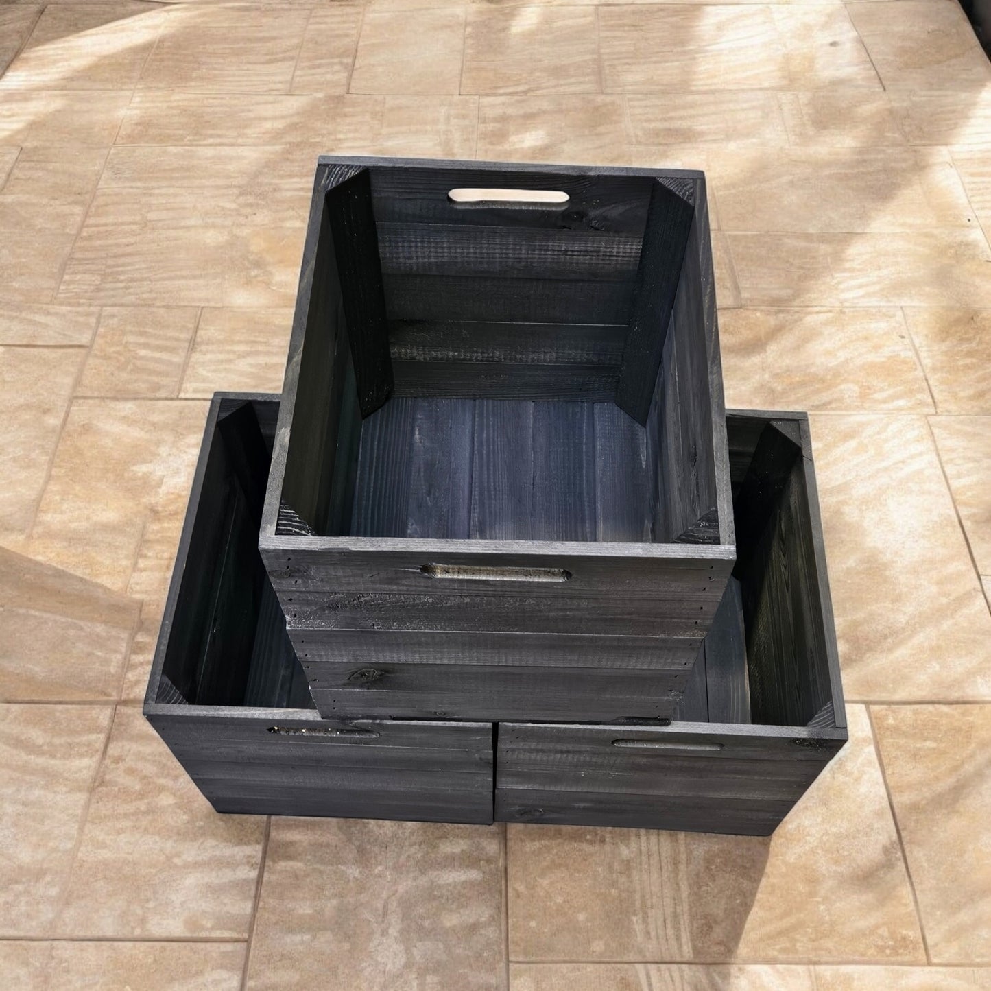 Holzkiste Obstkiste "Kallax" 32,5x38x32,5cm Schwarz 3er SET