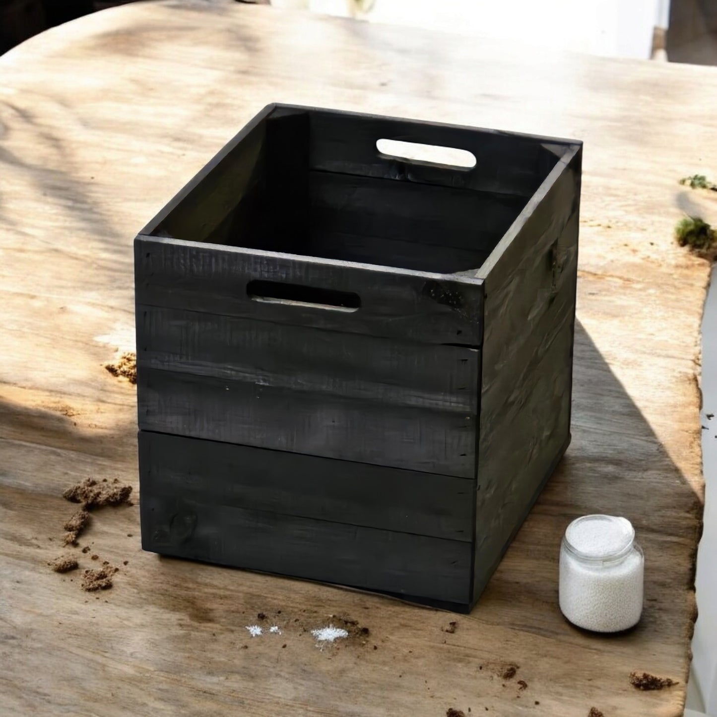 Holzkiste Obstkiste "Kallax" 32,5x38x32,5cm Schwarz 3er SET