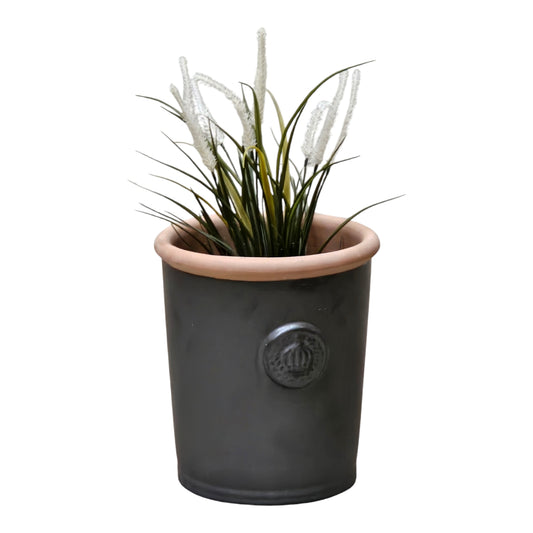 Handgefertigter Keramik-Pflanzkübel Anthrazit (Ø 25cm x H 28cm) | Teramico