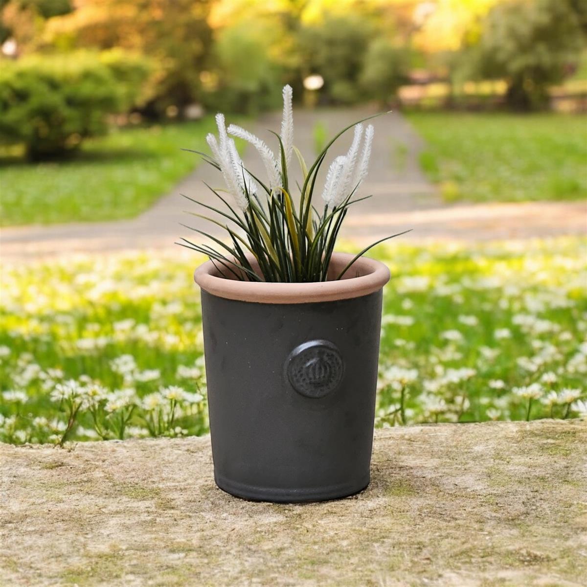 Handgefertigter Keramik-Pflanzkübel Anthrazit (Ø 25cm x H 28cm) | Teramico