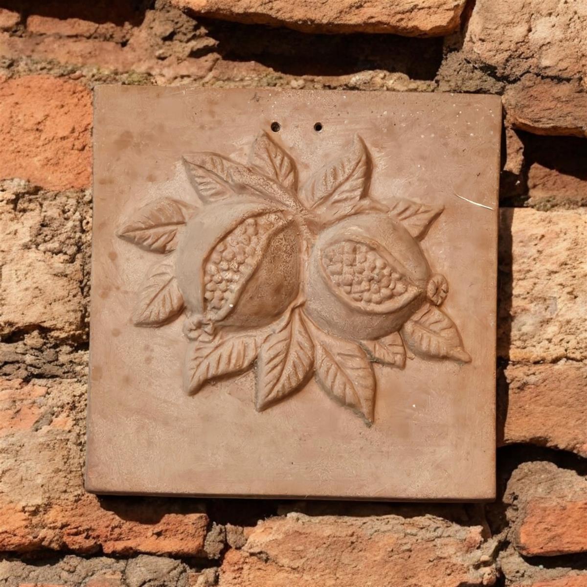 4er Set Terrakotta-Wandbilder: Mediterrane Gartendeko aus Italien
