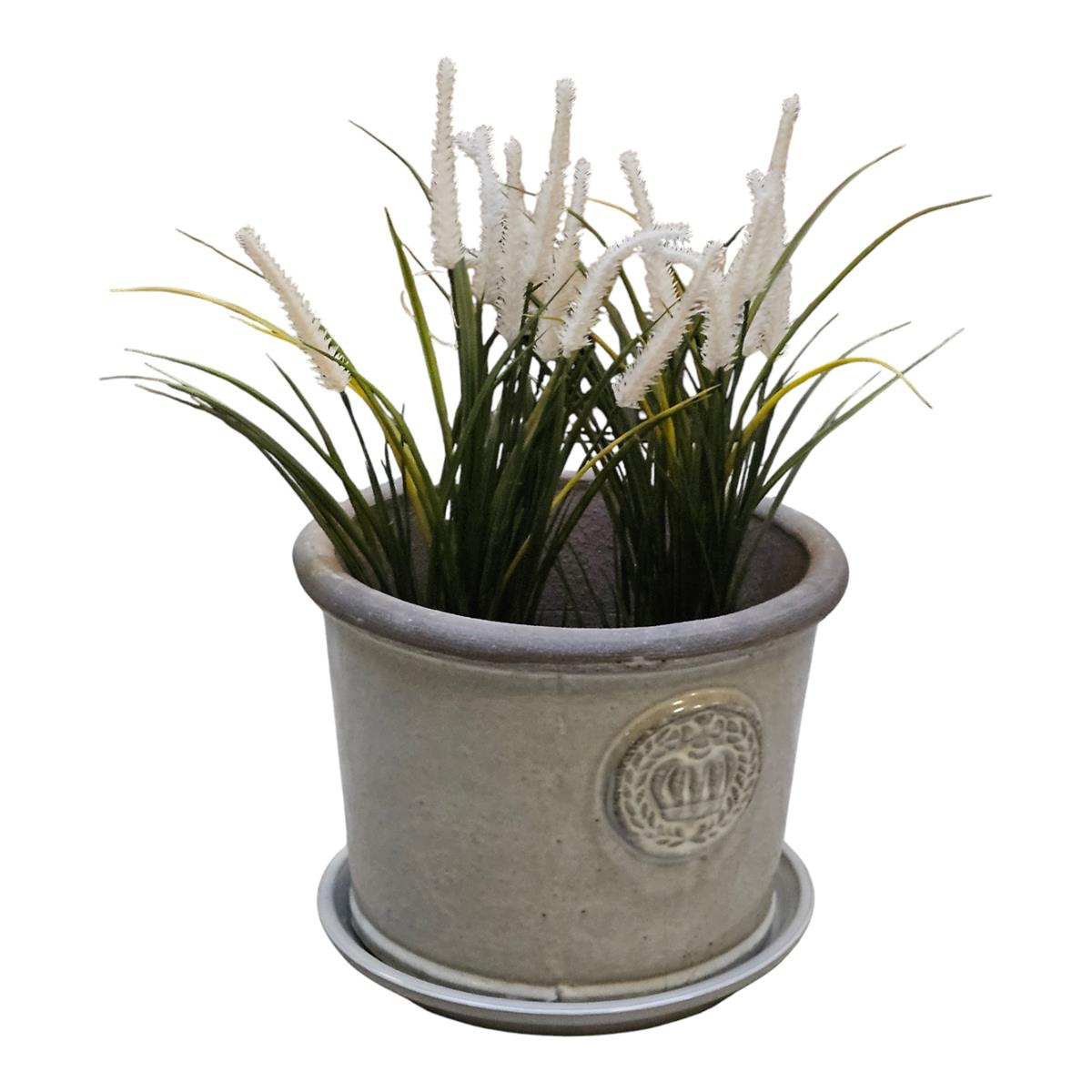 Assiette à plantes soucoupe pour pots de fleurs 42 cm Bain d'oiseaux gris-blanc