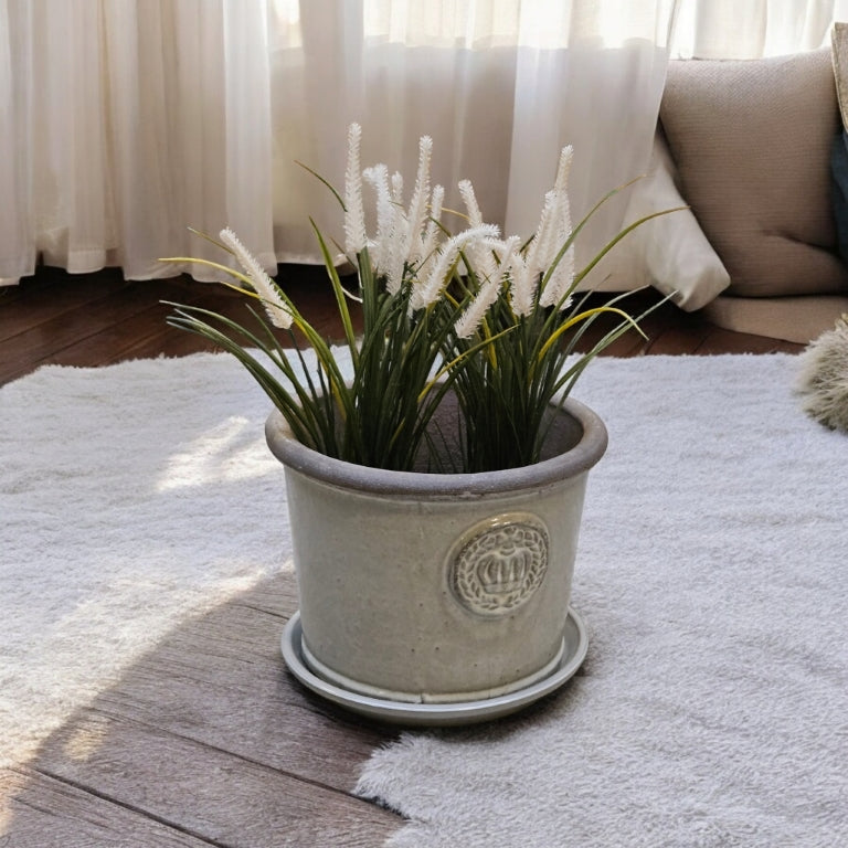 Pflanzteller Untersetzer für Blumentöpfe 42cm Grau-Weiß Vogeltränke