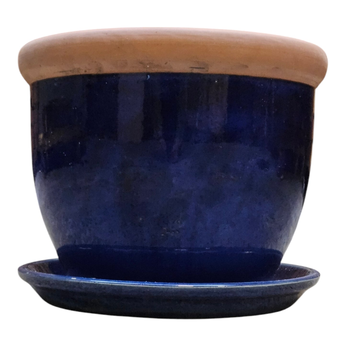 Pflanzteller für Blumentopf aus Keramik 42cm Royal Blau glasiert