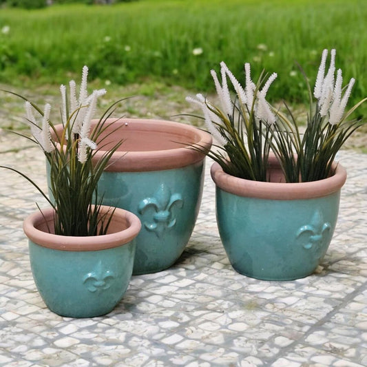 Pflanzgefäß Farmer Celadon Grün (Ø 32cm x H 26cm) | Keramik & Lilie | Teramico