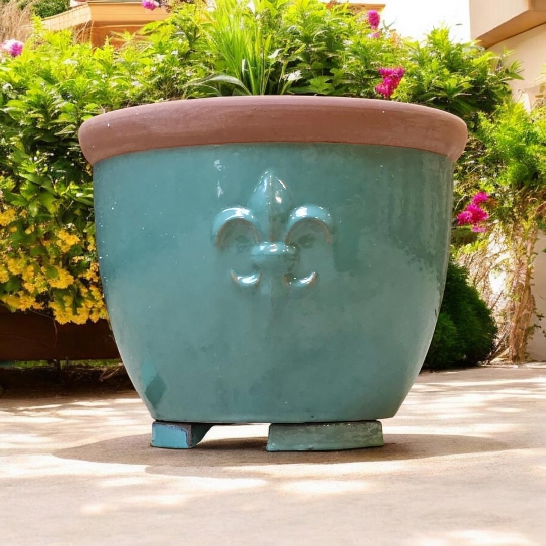 Pflanzgefäß Farmer Celadon Grün (Ø 32cm x H 26cm) | Keramik & Lilie | Teramico