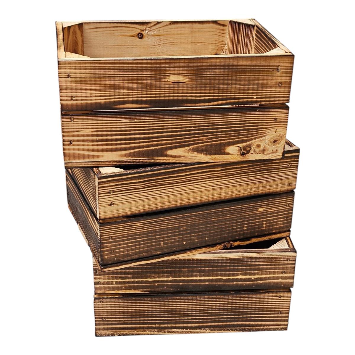 Holzkiste Dekokiste Box 30x20x15 cm 3er SET Geflammt