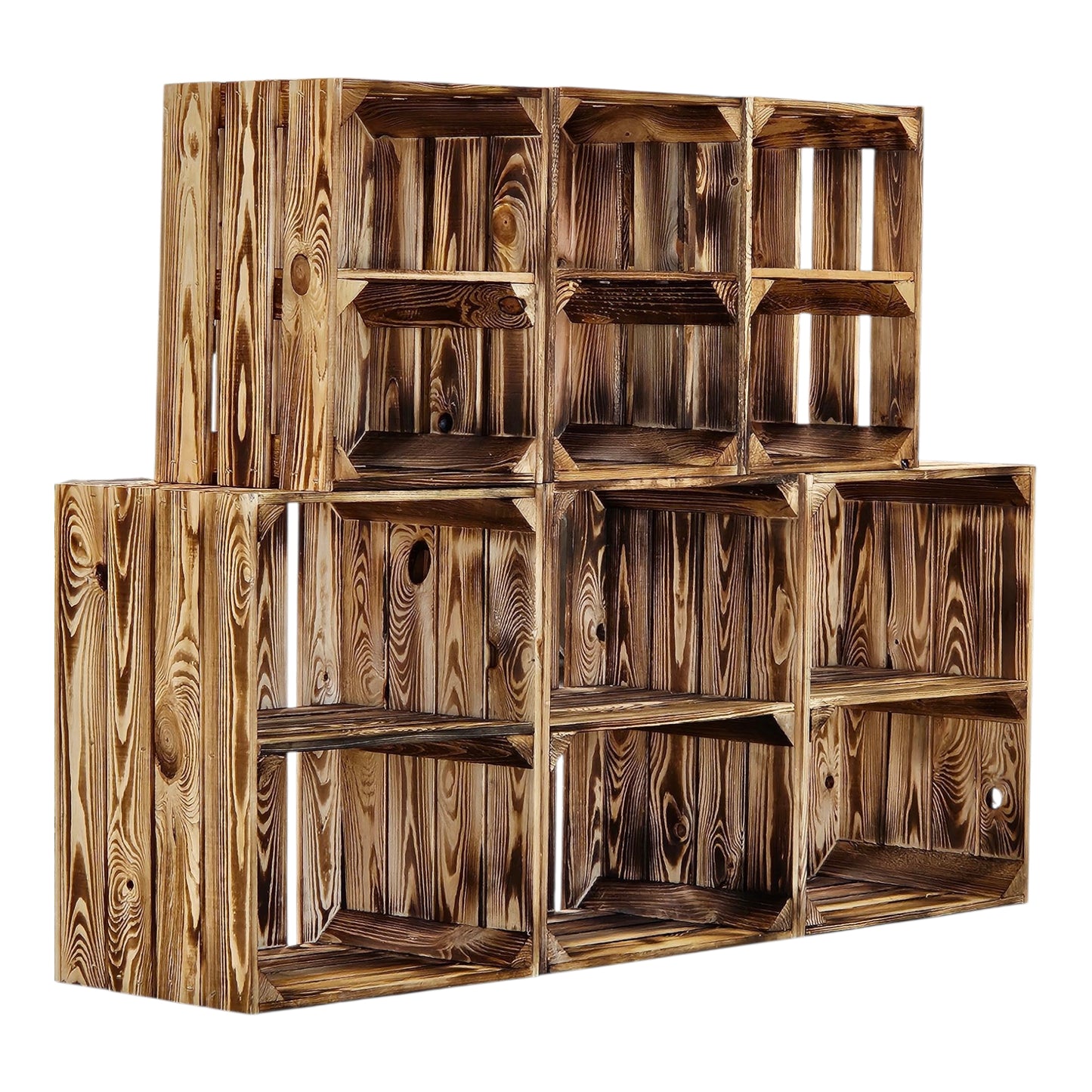 Obstkisten Holzkisten Regal 50 x 40 x 30cm und 40x302x26 6er SET Quer