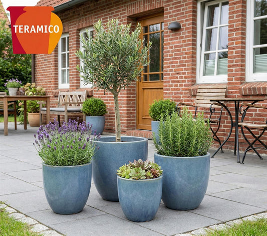 Keramik Pflanzgefäß "Eggpot" Antik Grau – Wählbare Größen (21-48cm)