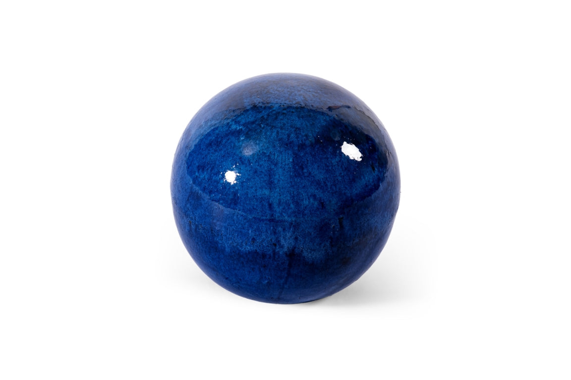 Gartenkugel Rosenkugel Keramik 28cm Royal Blau glasiert