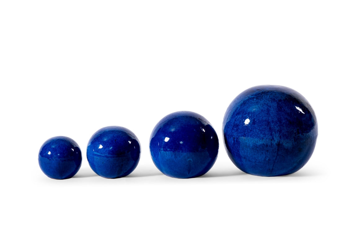 Gartenkugel Rosenkugel Keramik 28cm Royal Blau glasiert