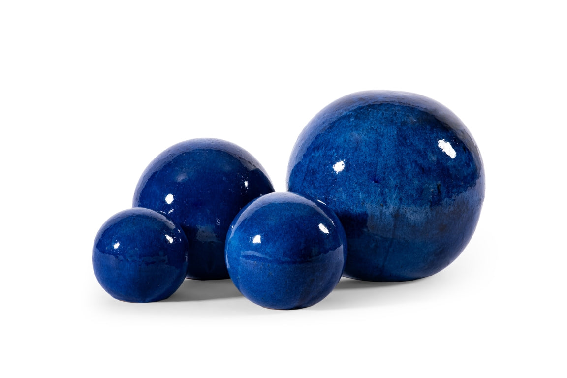 Rosenkugel Dekokugel Gartenkugel Kugel Blau glasiert hochwertig frostfest 36 cm
