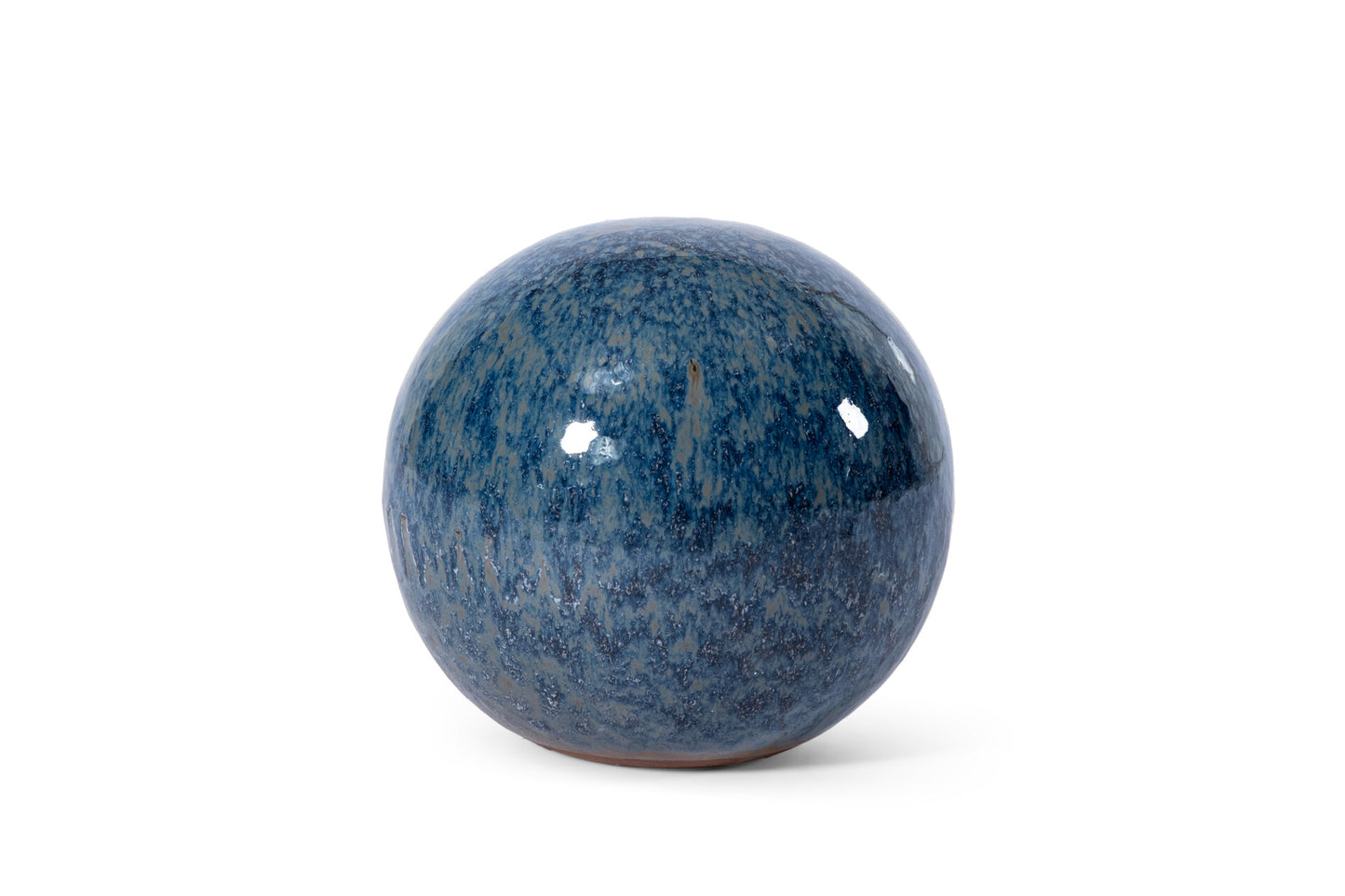 Lot de 4 boules de jardin en céramique émaillées bleu rouille