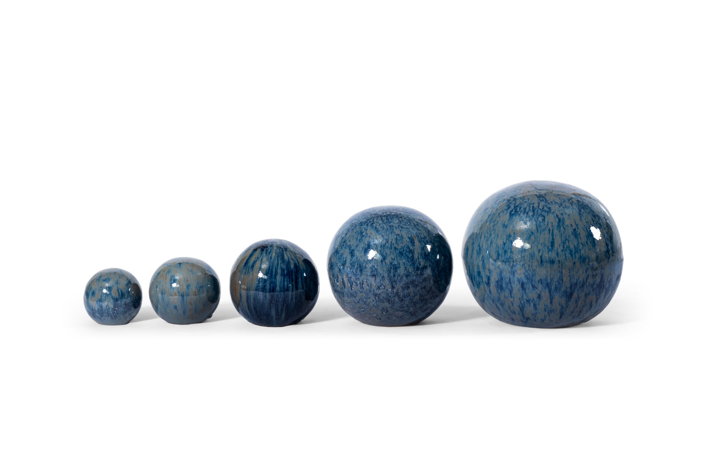 Gartenkugeln Keramik 3er Set Rost Blau