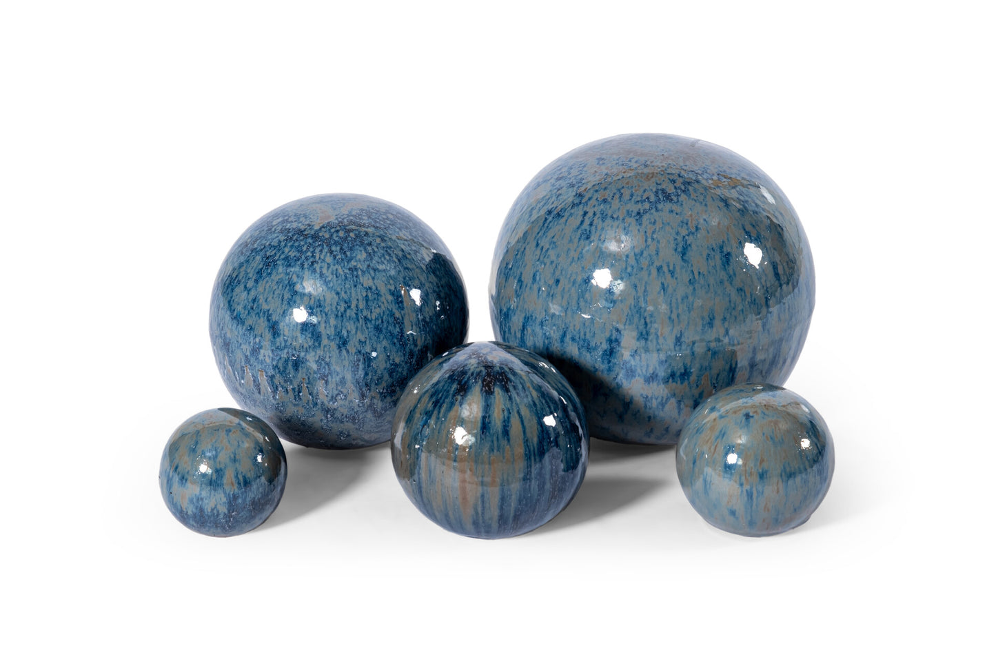 Gartenkugeln Keramik 3er Set Rost Blau