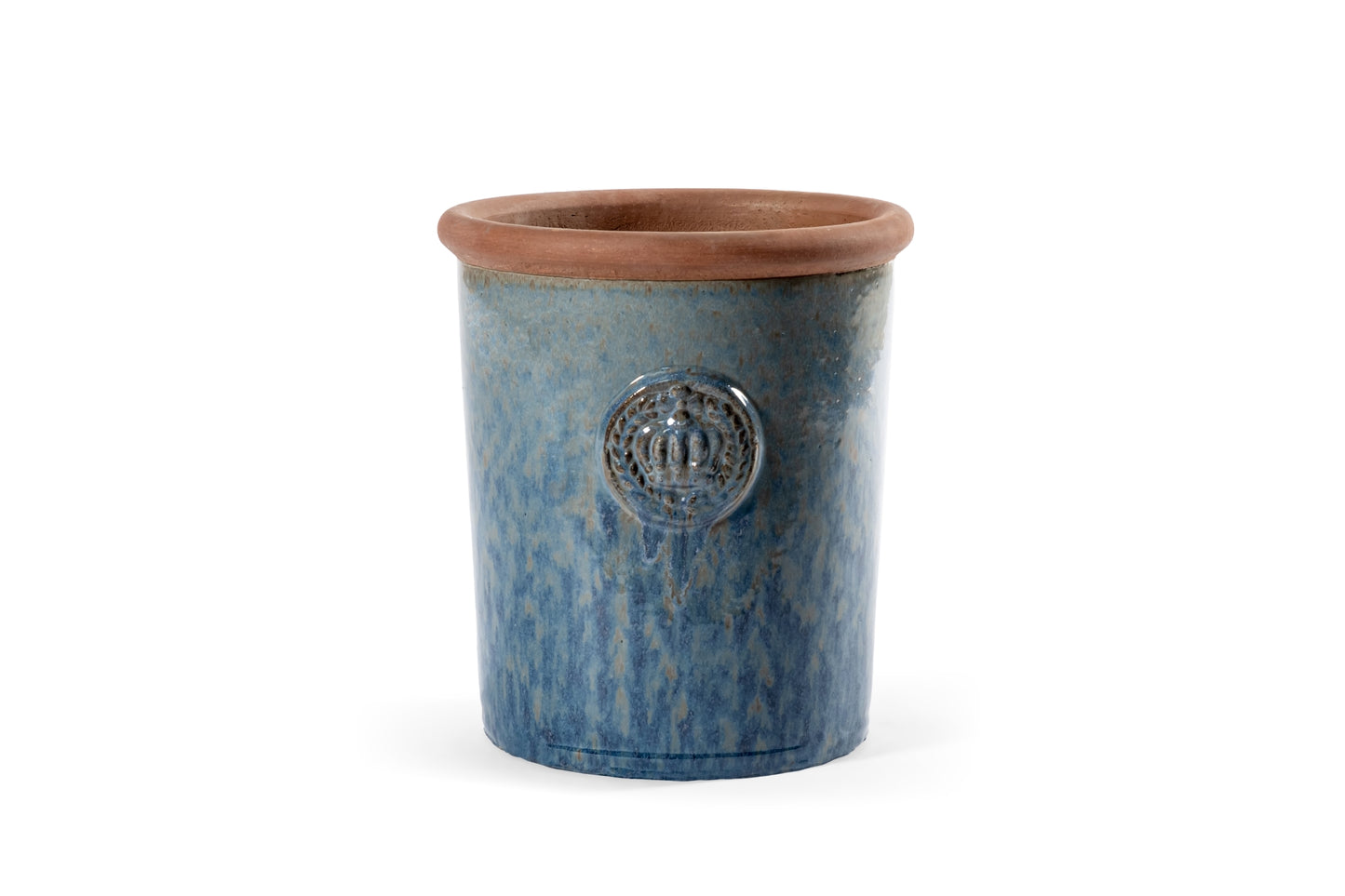 Provence Pflanzkübel mit 2 Kronen - Handgefertigt für Ihren Garten 33x38cm Rusty-Blue