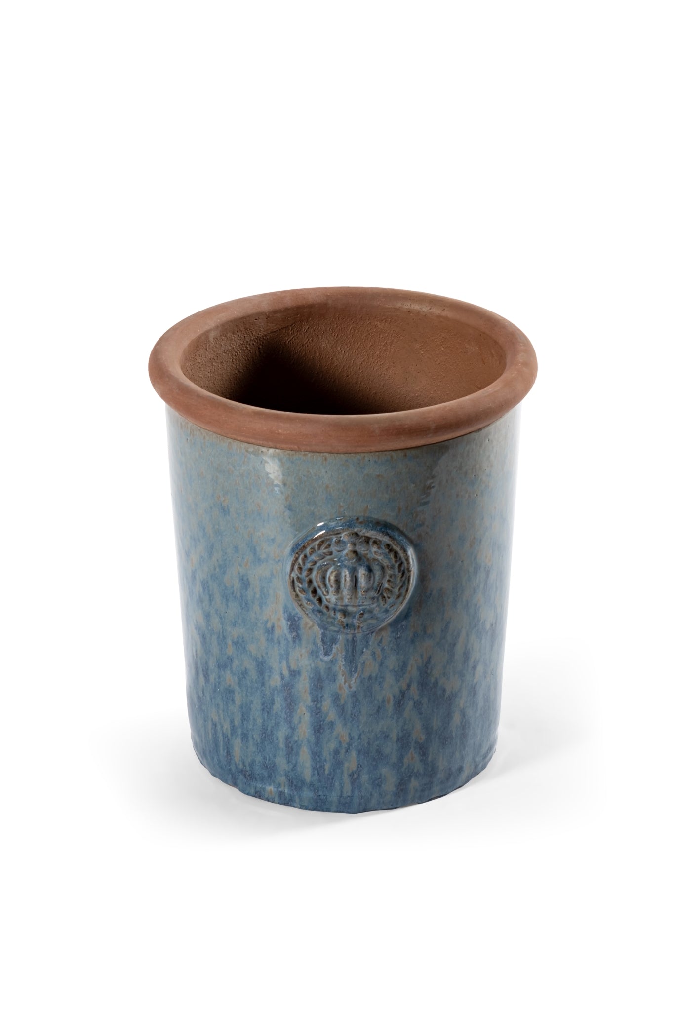 Provence Pflanzkübel mit 2 Kronen - Handgefertigt für Ihren Garten 33x38cm Rusty-Blue