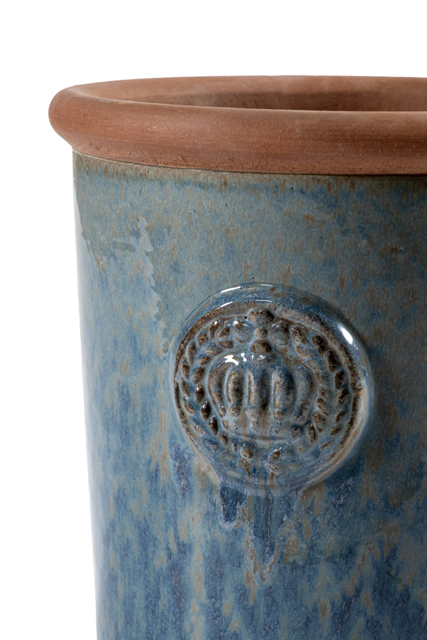 Provence Pflanzkübel mit 2 Kronen - Handgefertigt für Ihren Garten 33x38cm Rusty-Blue