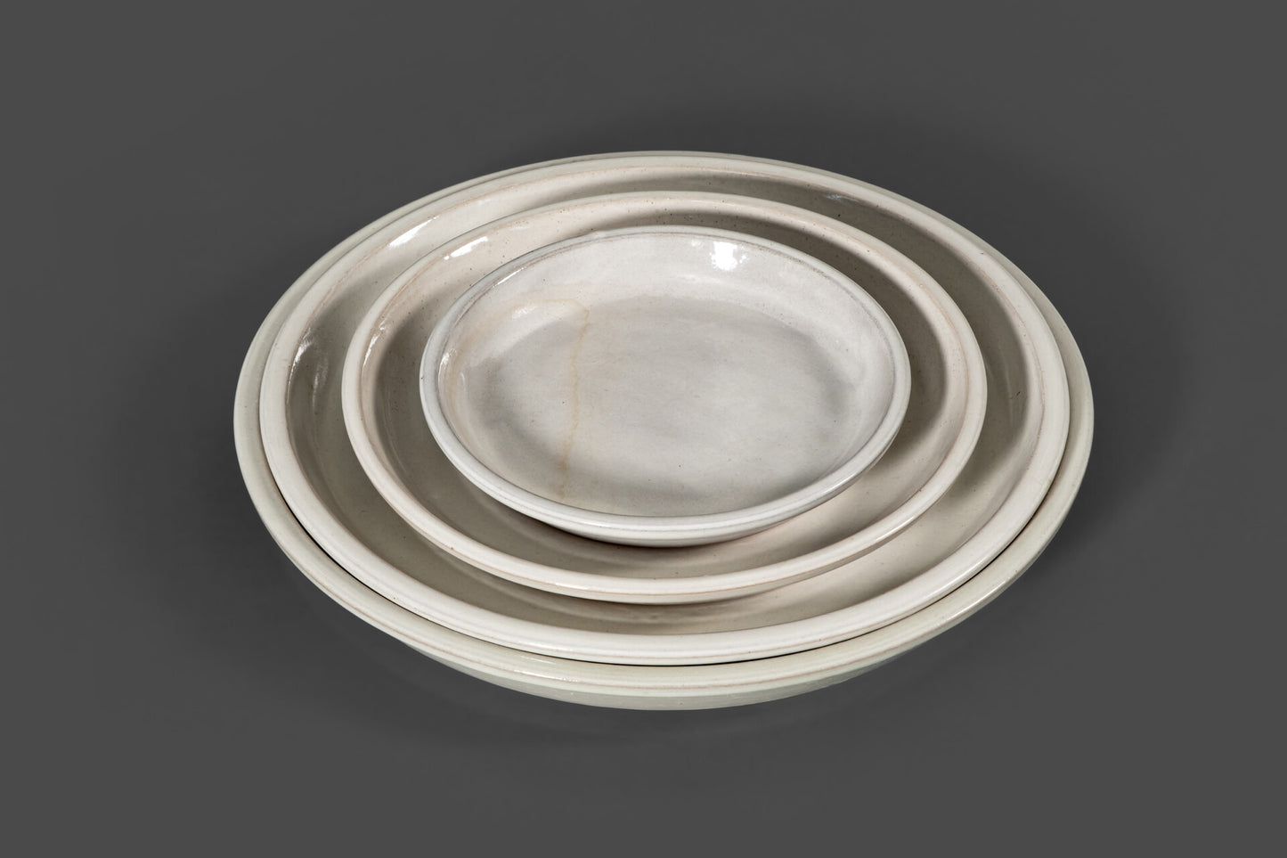 Pflanzteller aus Keramik 32cm Grau-Weiß Untersetzer Vogeltränke frostfest