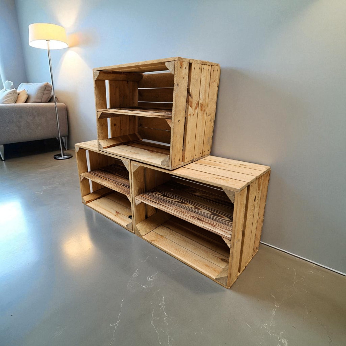 Holzkisten Vintage 3er Set 50 x 40 x 30cm Ablage Lang