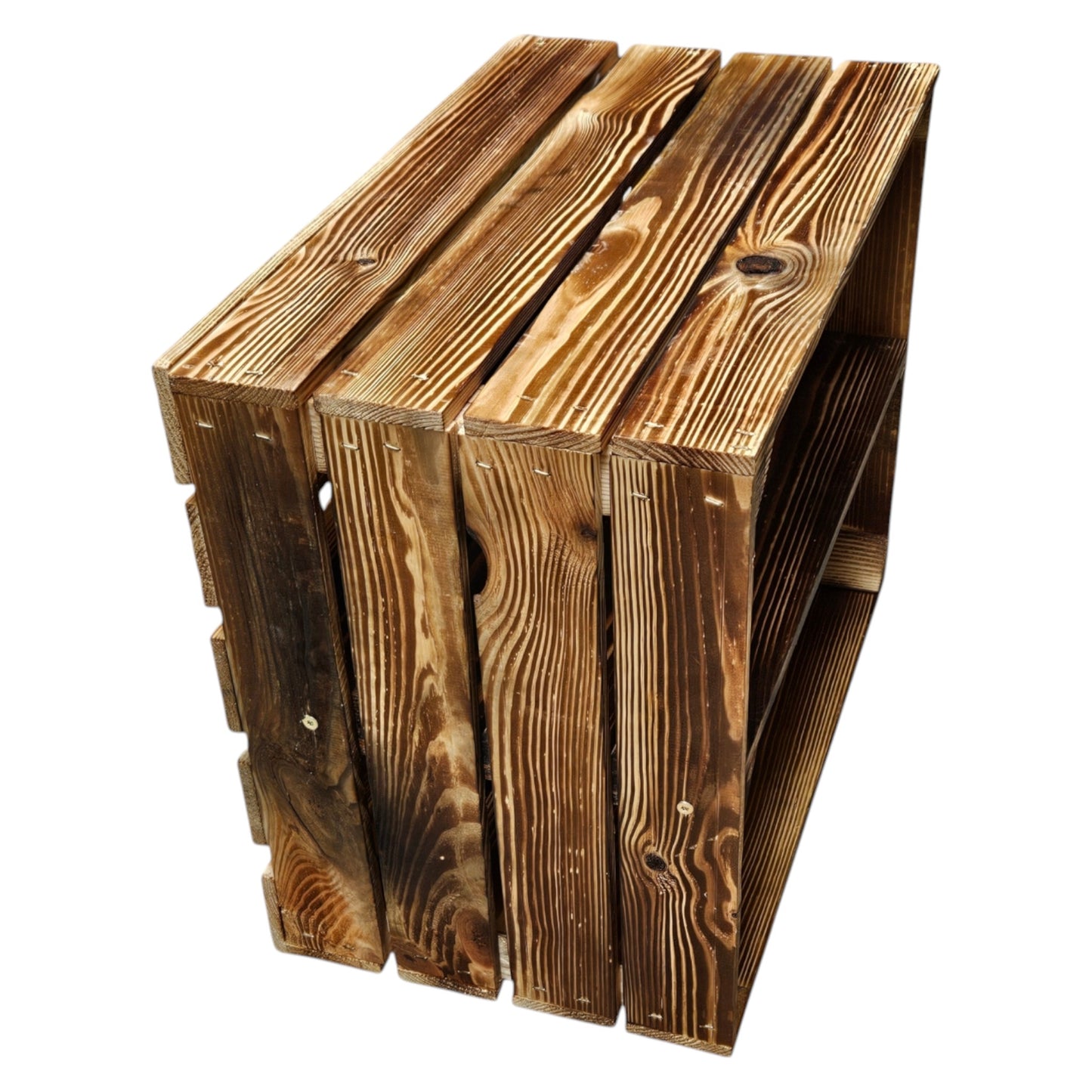 Holzkiste 50x40x30cm Geflammt Boden Lang