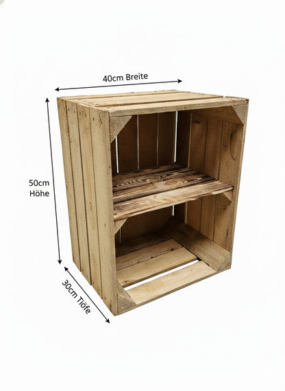 Obstkisten SET Vintage Natur mit Zwischenbrett Quer 50 x 40 x 30cm