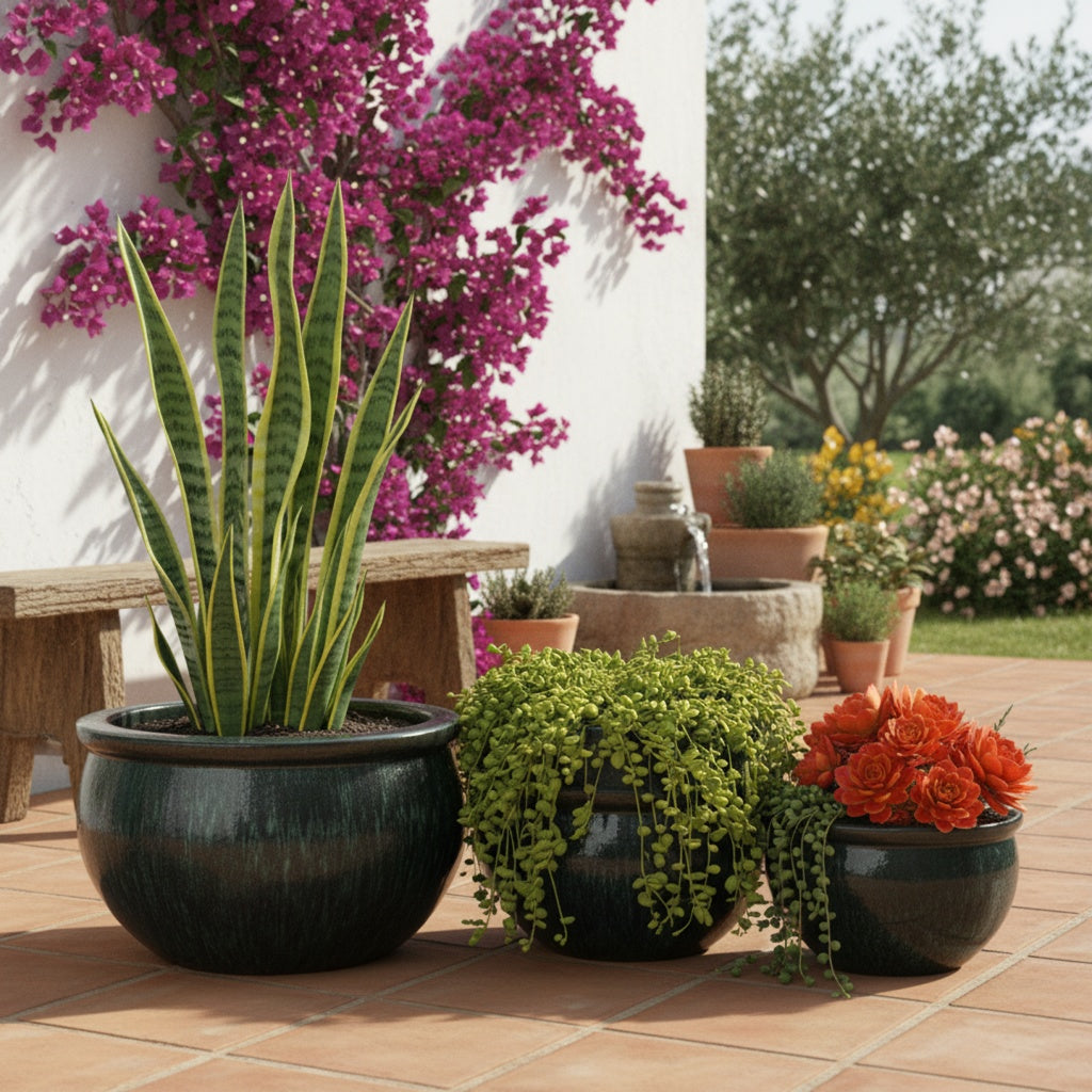 Keramik Pflanzschale "Bavaria" Moosgrün – Wählbare Größen (30-52cm)