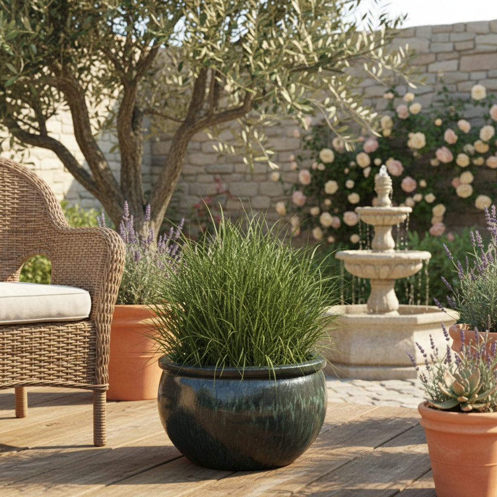 Keramik Pflanzschale "Bavaria" Moosgrün – Wählbare Größen (30-52cm)